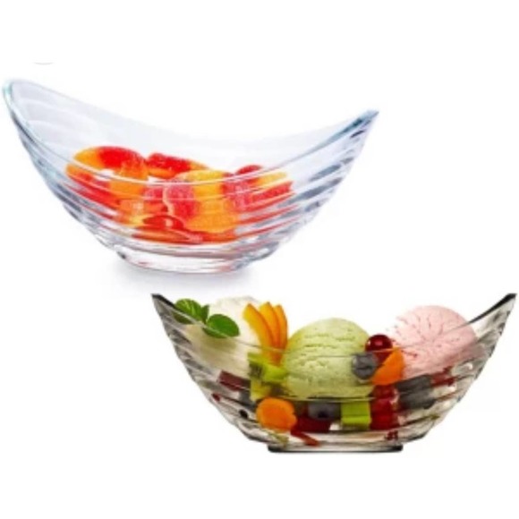 Vintage Clear Glass Nut Candy Desert Bowls Oval Ar tDeco - Picture 9 of 9